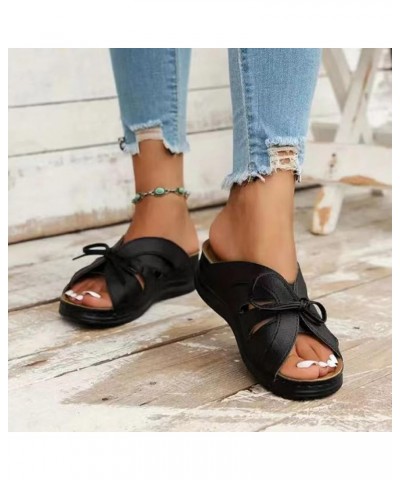 Womens Sandals Dressy Flat Womens Orthopedic Sandals for Women Comfortable Peep Toe Sandals Summer Travel Sandals Z8-black $1...