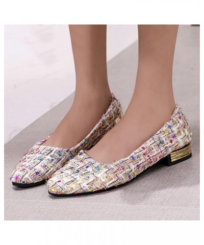 Casual Flat Shoes Women Girls Solid Big Size Slip On Flat Shallow Comfort Casual Flats Z-08 White $14.16 Athletic Shoes