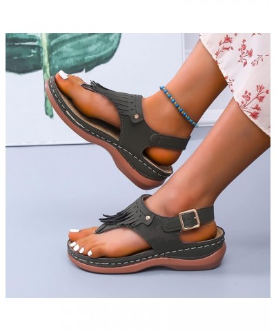 Casual Wedge Sandals for Women Comfortable Tassel Clip Toe Summer Beach Sandals Fashion Ladies Flip Flops Bohemia Platform Dr...