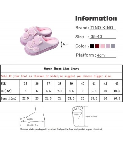 Ladies Indoor Home Cotton Cute cat Slippers， Women Winter Warm Plush Slippers，Female Flat Shoes Shollow Thick Heels (Color : ...