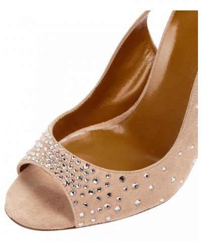 Women Peep Toe Rhinstone Studded Sandals Stiletto High Heel Slingbacks Sexy Wave Edge Dance Club Shoes Size 4-16 US Nude $30....