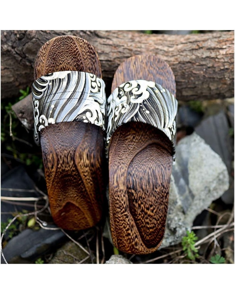 Slippers for Women, Japanese Traditional Sandals, Wooden Shoes High Heel Slippers Cotton Flat Shoes, Open Toe Slippers for Wo...