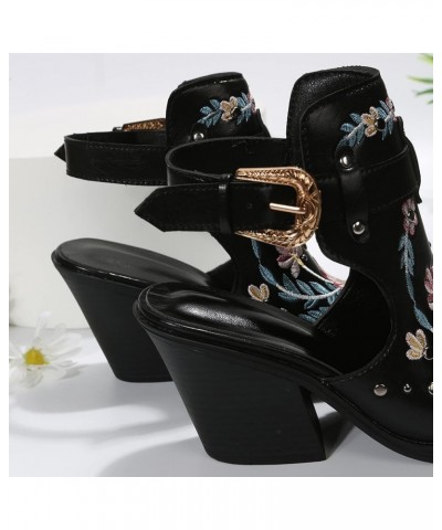 Black Heeled sandals For Women Beach Girls sandals Ballroom Dance Shoes Women sandals Size 7 1/2 Heeled sandals For Wo A-blac...