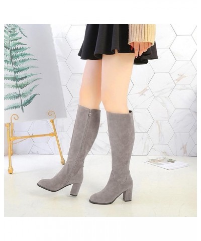 Women's Thigh High Fashion Boots Over The Knee Suede Side Zipper Fashion Boots B10 Khaki $29.06 Boots