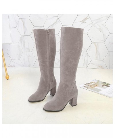 Women's Thigh High Fashion Boots Over The Knee Suede Side Zipper Fashion Boots B10 Khaki $29.06 Boots