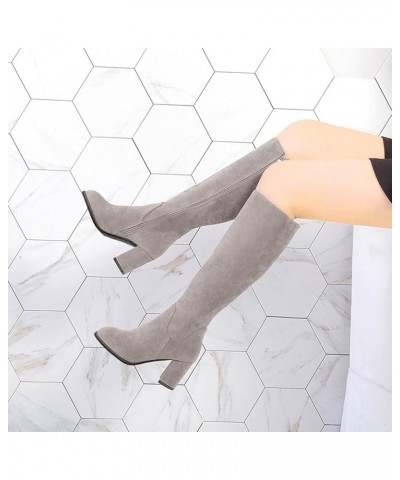 Women's Thigh High Fashion Boots Over The Knee Suede Side Zipper Fashion Boots B10 Khaki $29.06 Boots