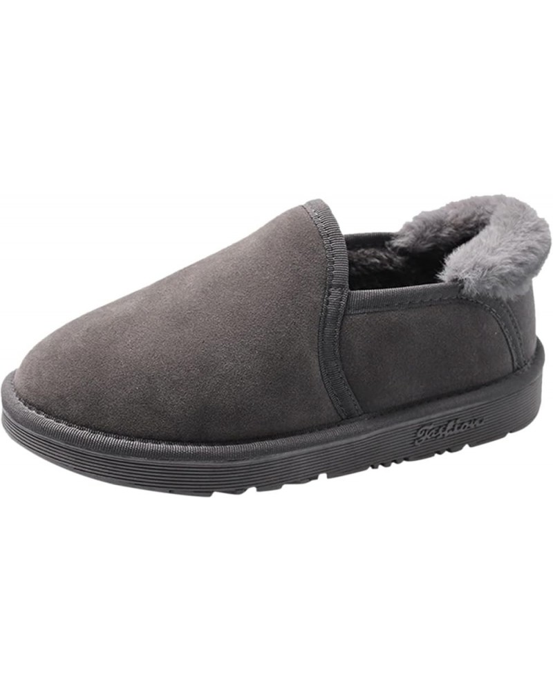 Couples Mens Womens Boots Slip On Winter Flat Splashing Plus Velvet Indoor Outdoor Warm Winter Boots for Women Insulated Grey...