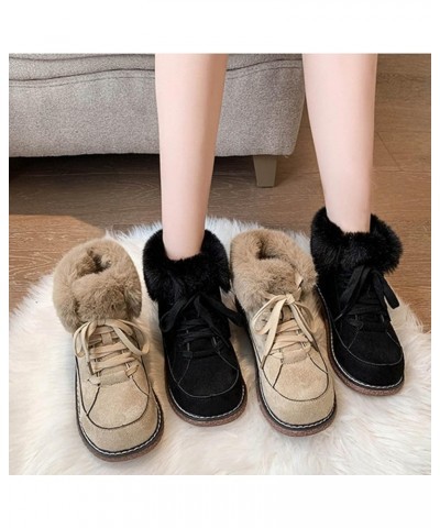 Women's Winter Velvet Thickened Warm Versatile Lace Up Non Slip Thick Soled Snow Boots Snow Boot for Women Knee Black $23.60 ...