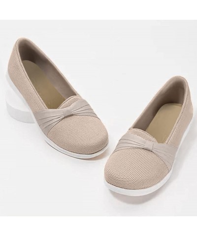 Women Ladies Solid Fashion Bowknot Casual Loafers Roman Cloth Shoes Z 02-beige $20.87 Fashion Sneakers