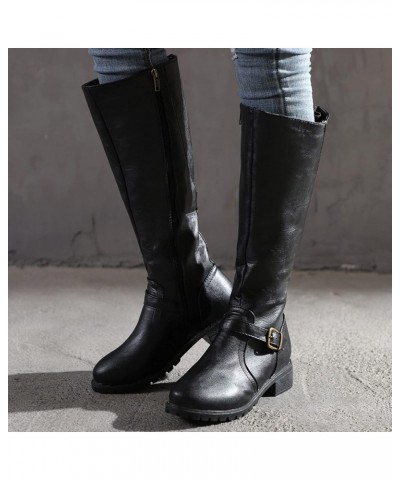 Boots Womens Hiking Boots for Women Knee High Boots for Women Plus Size Sqaure Toe Boots Black $23.03 Boots