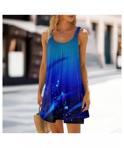 Sundresses for Women Printed Sleeveless Mini Dresses Cute Sling U Neck Beach Dress Elegant Trendy Sundresses 2-blue $9.39 Wor...