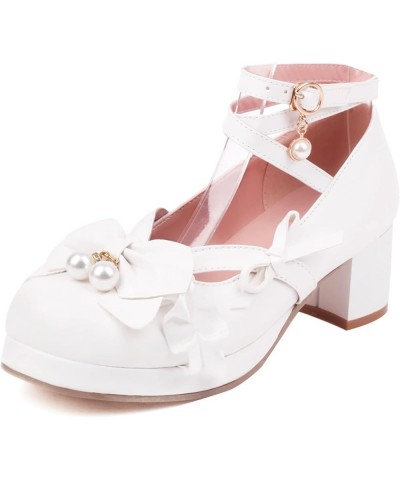 Platform Mary Jane Ankle Strap Womens Round Toe Shoes White 1 $24.19 Pumps