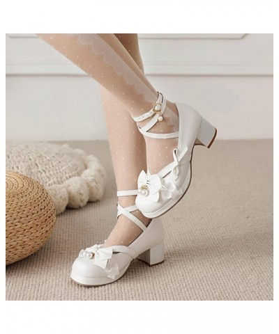 Platform Mary Jane Ankle Strap Womens Round Toe Shoes White 1 $24.19 Pumps