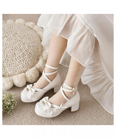 Platform Mary Jane Ankle Strap Womens Round Toe Shoes White 1 $24.19 Pumps