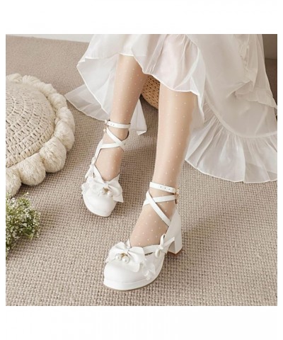 Platform Mary Jane Ankle Strap Womens Round Toe Shoes White 1 $24.19 Pumps