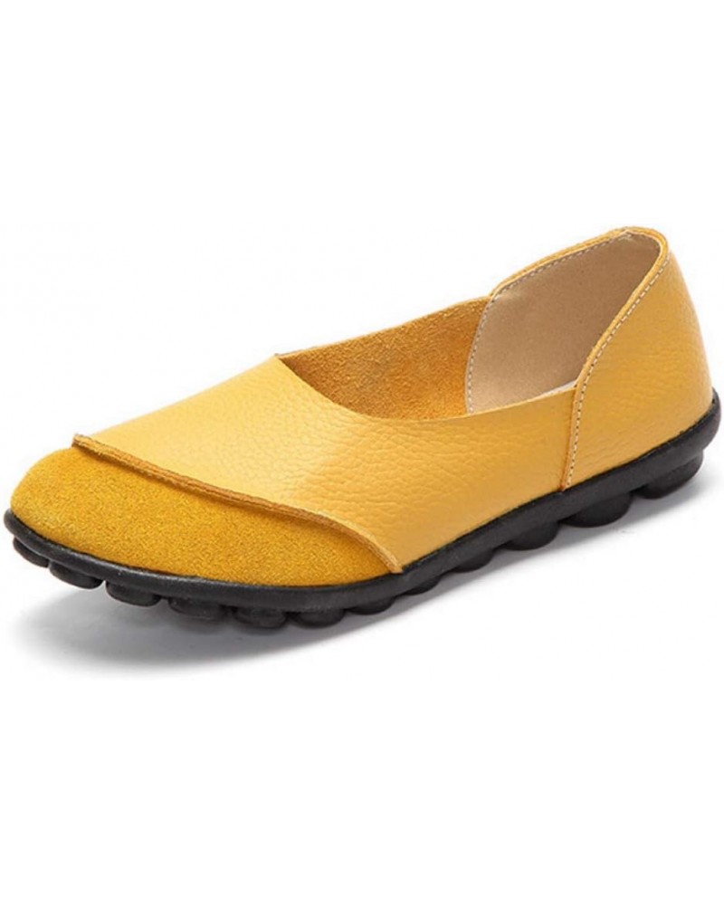 Women's Casual Shoes Soft Female Flats Non-Slip Woman Loafers Leisure Slip-On Boat Shoe Yellow $20.51 Loafers & Slip-Ons