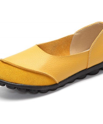 Women's Casual Shoes Soft Female Flats Non-Slip Woman Loafers Leisure Slip-On Boat Shoe Yellow $20.51 Loafers & Slip-Ons