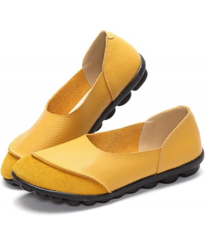 Women's Casual Shoes Soft Female Flats Non-Slip Woman Loafers Leisure Slip-On Boat Shoe Yellow $20.51 Loafers & Slip-Ons