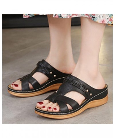 Orthopedic Sandals Women T Strap Walking Shoes for Women Womens Heeled Sandals Black Short Heels Plantar Fasciitis Sandals fo...