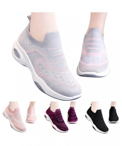 Fashion Autumn Women Sports Flat Bottom Non Slip Lightweight Fly Woven Mesh Breathable Solid Color Adult Beach Shoes Purple $...