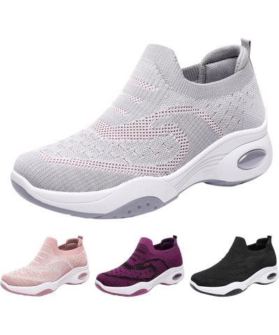 Fashion Autumn Women Sports Flat Bottom Non Slip Lightweight Fly Woven Mesh Breathable Solid Color Adult Beach Shoes Purple $...