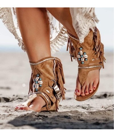 Retro Women Fringe Flower Wedges Shoes Solid Flock Beach Casual Sandals Women Summer Flip Flop Sandals (Color : Black A, Size...