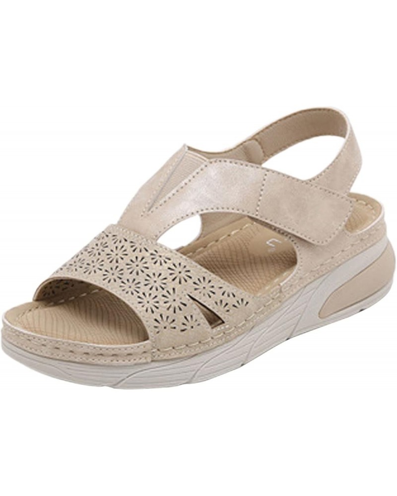 Womens Sandals Dressy Lightweight Sandals Sports Comfortable Thick Sole Large Summer Casual Sandals Beige $14.70 Sandals