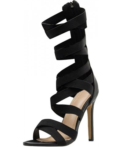 Strappy Wedge Sandals For Women Low Heel Sandals For Women Sandal For Women Sandals Strappy Sandals Women Flats Aerobi D-blac...