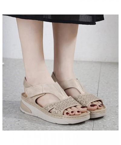 Womens Sandals Dressy Lightweight Sandals Sports Comfortable Thick Sole Large Summer Casual Sandals Beige $14.70 Sandals