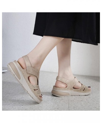 Womens Sandals Dressy Lightweight Sandals Sports Comfortable Thick Sole Large Summer Casual Sandals Beige $14.70 Sandals