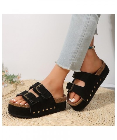 Women's Casual Elastic Ankle Strap Sandal Summer Dress Beach Slide Orthotic Low Platform Flat 158-hyems-black5 $14.13 Sandals