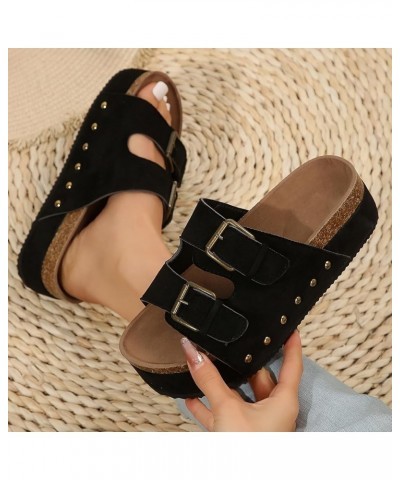 Women's Casual Elastic Ankle Strap Sandal Summer Dress Beach Slide Orthotic Low Platform Flat 158-hyems-black5 $14.13 Sandals