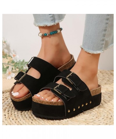 Women's Casual Elastic Ankle Strap Sandal Summer Dress Beach Slide Orthotic Low Platform Flat 158-hyems-black5 $14.13 Sandals