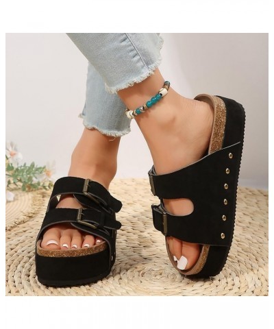 Women's Casual Elastic Ankle Strap Sandal Summer Dress Beach Slide Orthotic Low Platform Flat 158-hyems-black5 $14.13 Sandals