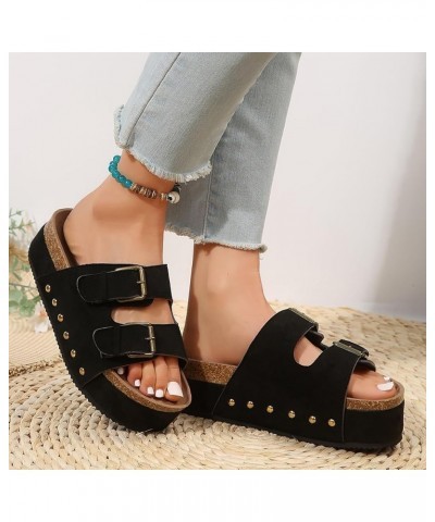 Women's Casual Elastic Ankle Strap Sandal Summer Dress Beach Slide Orthotic Low Platform Flat 158-hyems-black5 $14.13 Sandals