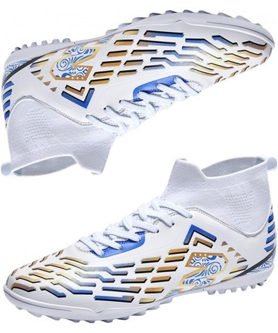 Men's Soccer Cleats Football Shoes Outdoor AG FG Breathable Lightweight Football Baseball Lacrosse Rugby Turf Shoes 303-1whit...