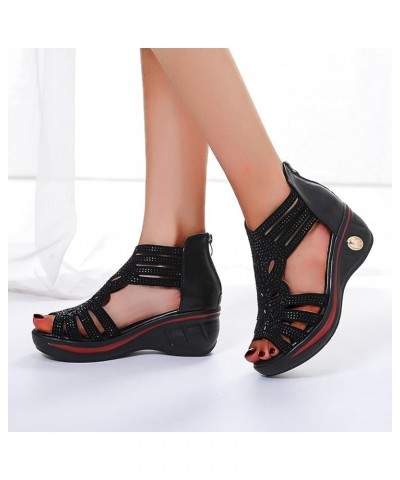 Women's Summer Sandals Women's Fashion Sandals Breathable Casual Wedge Leisure Heel Shoes Outdoor Women's Black $18.69 Sandals