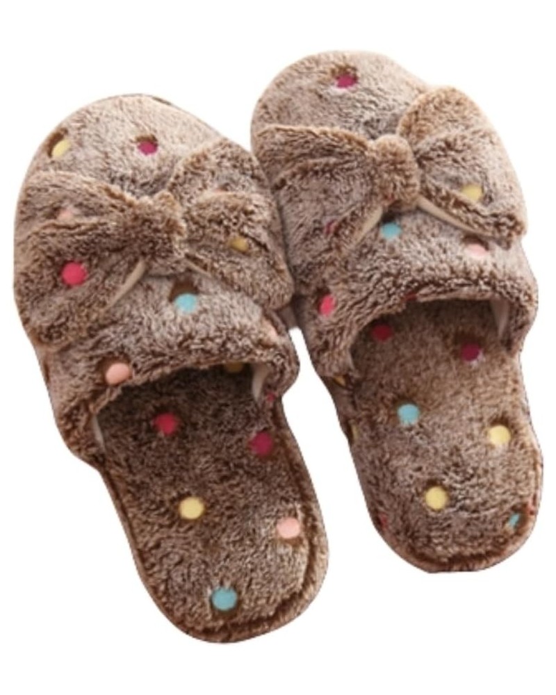 Fuzzy Slippers Women Kawaii Slippers for Women Fluffy Kawaii House Slippers Cute Slippers for Women Brown $12.96 Slippers