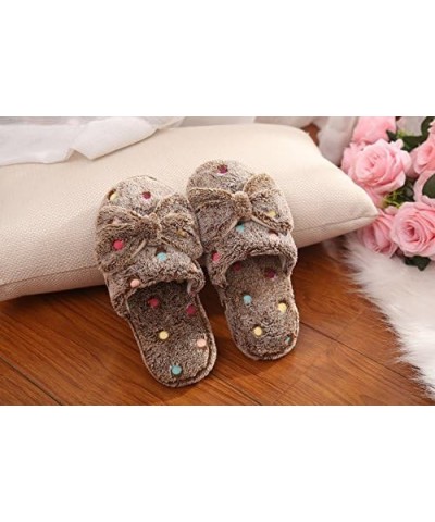 Fuzzy Slippers Women Kawaii Slippers for Women Fluffy Kawaii House Slippers Cute Slippers for Women Brown $12.96 Slippers