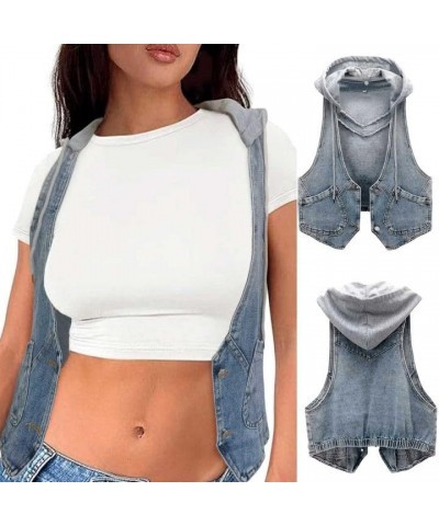 Cute Crop Top Patchwork Short Slim Fit Strap Style Denim Vest Top Cotton Tops for Women Long Blue-3-vest for Women $11.70 Out...