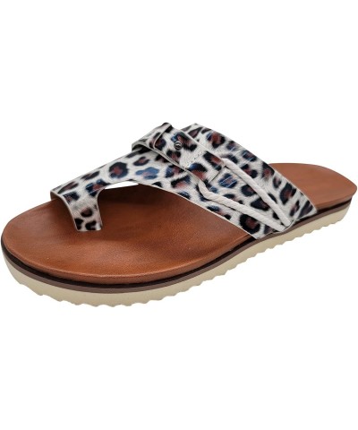 Slippers Wedges Fashion Leather Ring Women's Sandals Leopard Toe Shoes Casual Wedge Flip Flops with Bling for Women $11.48 Sa...