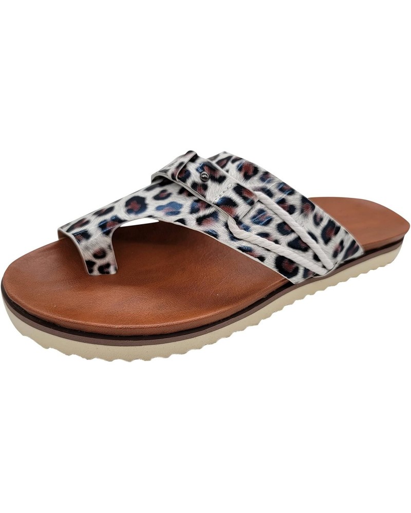 Slippers Wedges Fashion Leather Ring Women's Sandals Leopard Toe Shoes Casual Wedge Flip Flops with Bling for Women $11.48 Sa...