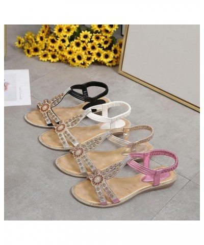 Stud Sandals for Women Flat Women Shoes Wedge Sandals Fashionable Bohemian Diamond Beach Sandals Reefs Sandals for Women Gold...