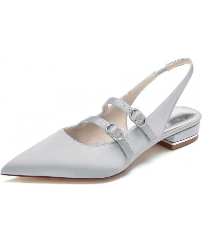 Women's Bridal Wedding Flat Shoes Ballet Flats Pull On Bride Pointed Toe Prom Evening Bridal Party Dress Flats Silver 40 $34....