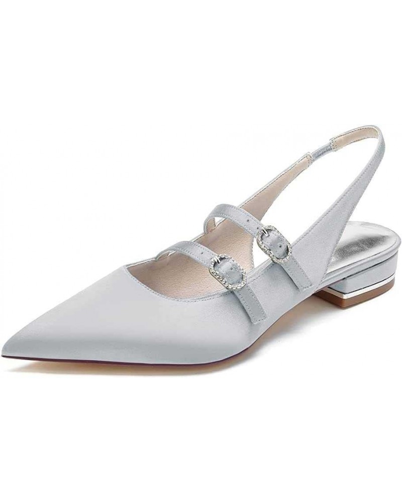 Women's Bridal Wedding Flat Shoes Ballet Flats Pull On Bride Pointed Toe Prom Evening Bridal Party Dress Flats Silver 40 $34....