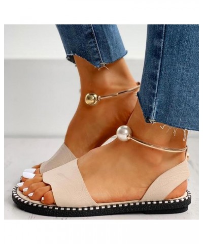 Women's Elastic Strappy String Square Toe Ankle Strap Summer Lace Up Sandals Rhinestones Flip-Flop Shoes 51-zoxro-h-beige $15...