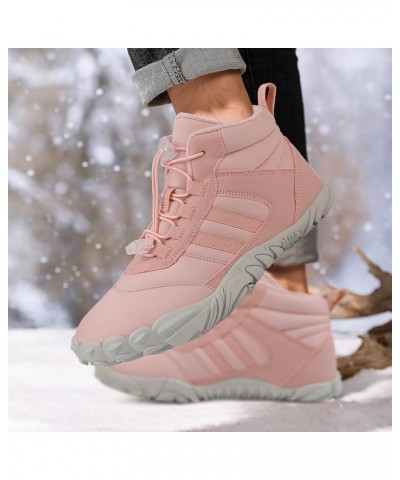 Men's Women's Winter Snow Boots, Warm Fur Lined Waterproof Snow Sneakers, Slip On Barefoot Wide Toe Box Zero Drop Ankle Booti...