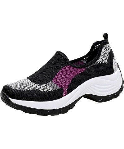 Women Shoes Breathable Mesh Shoes Fashion Outdoor Hiking Shoes Women Single Mesh Casual Casual Shoes for Women Wedges (Purple...