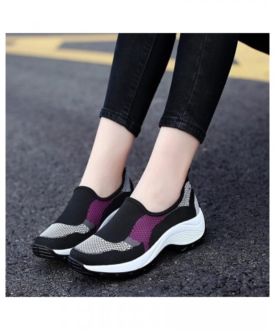 Women Shoes Breathable Mesh Shoes Fashion Outdoor Hiking Shoes Women Single Mesh Casual Casual Shoes for Women Wedges (Purple...