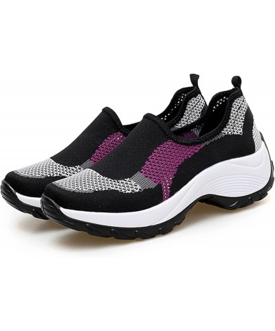 Women Shoes Breathable Mesh Shoes Fashion Outdoor Hiking Shoes Women Single Mesh Casual Casual Shoes for Women Wedges (Purple...